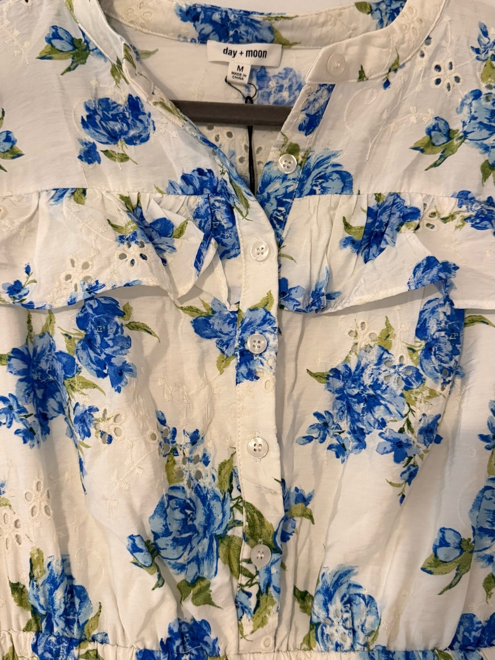 FANCYD Blue Floral Ruffle Romper - Women's Jumpsuit - Picture 6 of 7
